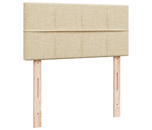 Cama box spring con colchón tela color crema 90x190 cm