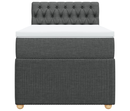 Cama box spring con colchón tela gris oscuro 90x190 cm