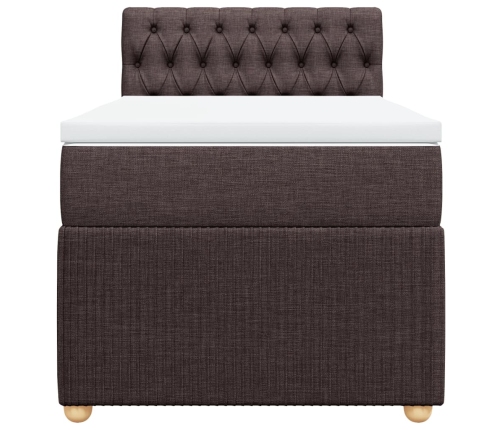 Cama box spring con colchón tela marrón oscuro 90x190 cm