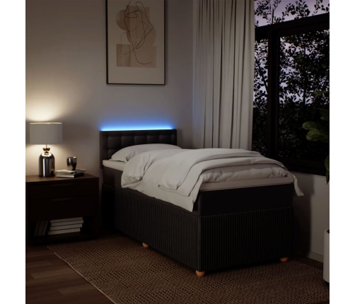 Cama box spring con colchón tela marrón oscuro 90x190 cm