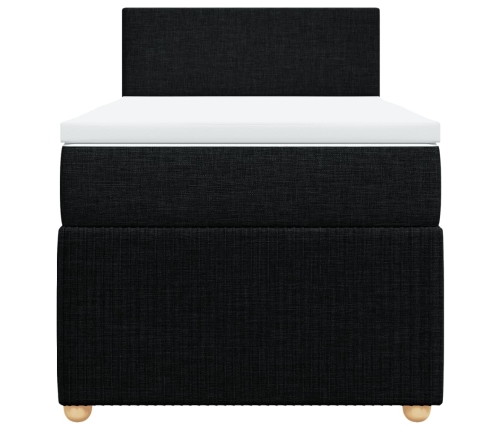 Cama box spring con colchón tela negro 90x200 cm