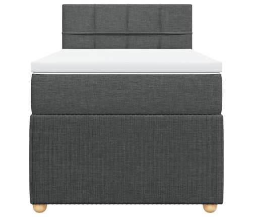 Cama box spring con colchón tela gris oscuro 90x200 cm