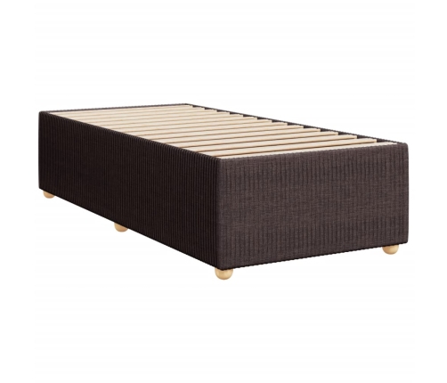 Cama box spring con colchón tela marrón oscuro 90x200 cm