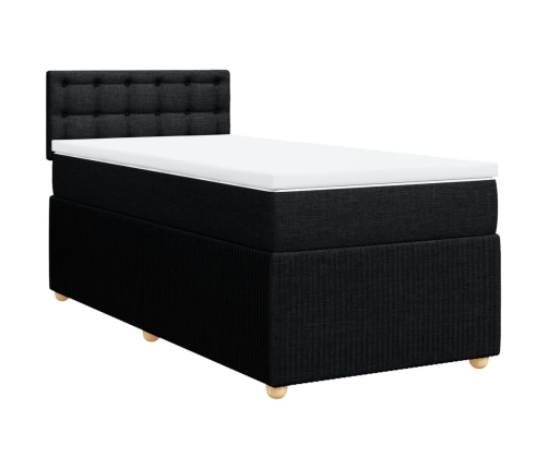 Cama box spring con colchón tela negro 90x200 cm