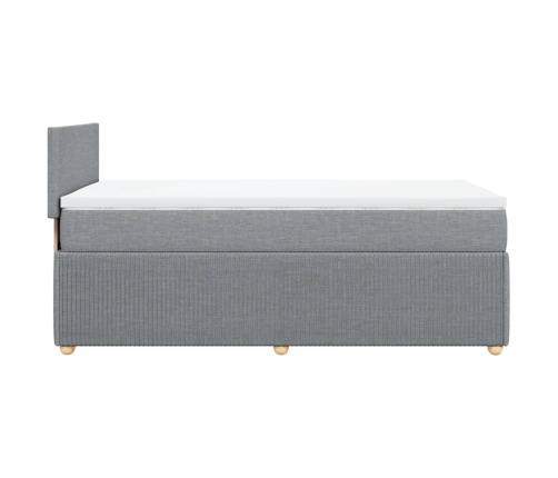 Cama box spring con colchón tela gris claro 100x200 cm