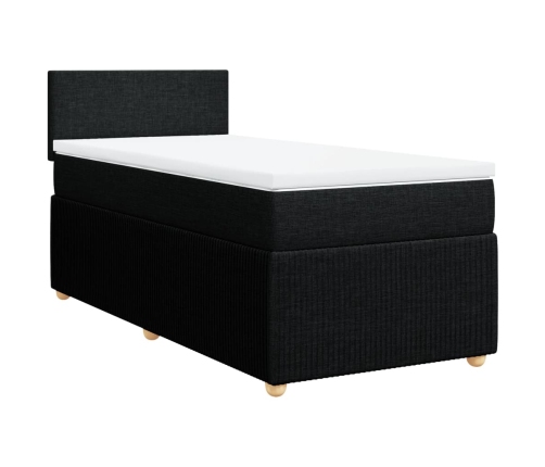 Cama box spring con colchón tela negro 100x200 cm