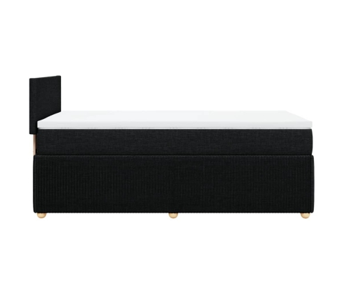 Cama box spring con colchón tela negro 100x200 cm