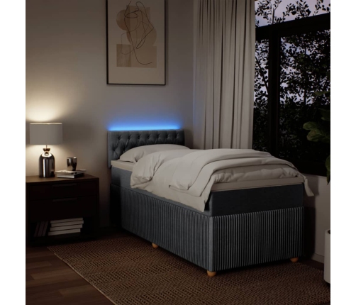 Cama box spring con colchón tela gris claro 100x200 cm