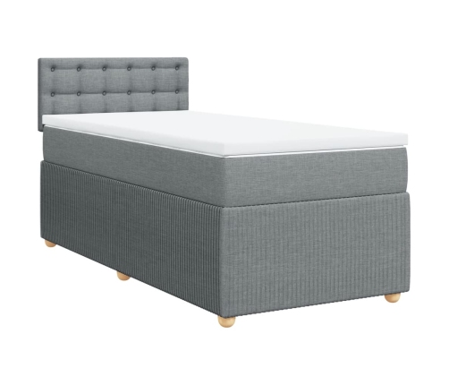 Cama box spring con colchón tela gris claro 100x200 cm