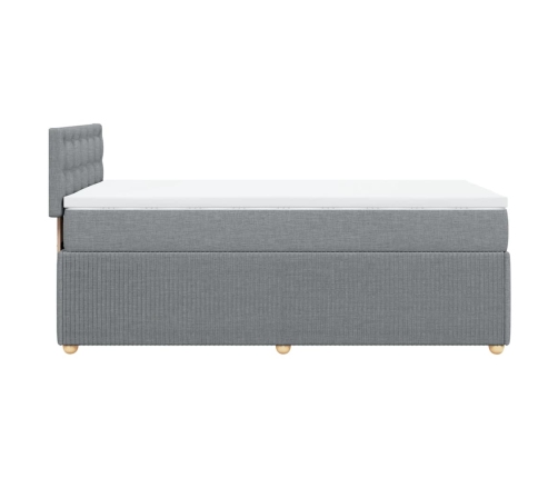 Cama box spring con colchón tela gris claro 100x200 cm