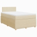 Cama box spring con colchón tela color crema 120x190 cm