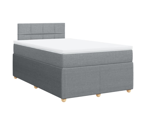 Cama box spring con colchón tela gris claro 120x190 cm