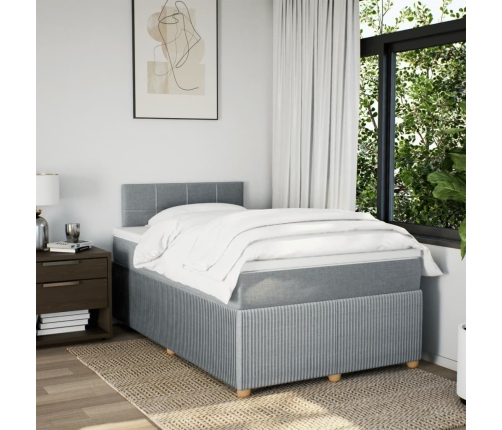 Cama box spring con colchón tela gris claro 120x190 cm