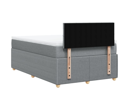 Cama box spring con colchón tela gris claro 120x190 cm