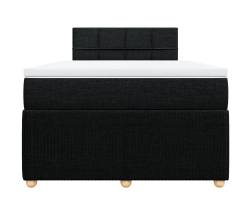 Cama box spring con colchón tela negro 120x190 cm