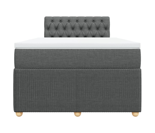 Cama box spring con colchón tela gris oscuro 120x190 cm