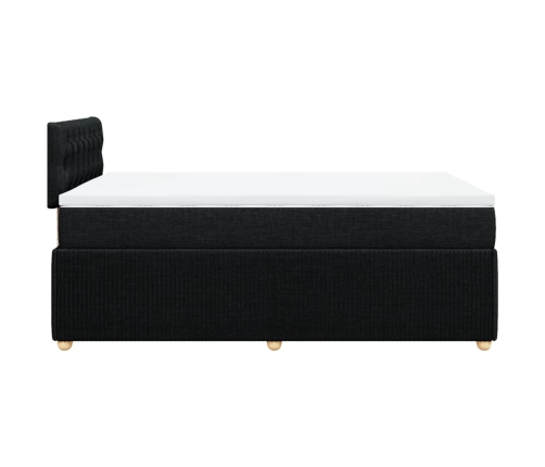 Cama box spring con colchón tela negro 120x190 cm