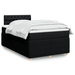 Cama box spring con colchón tela negro 120x190 cm