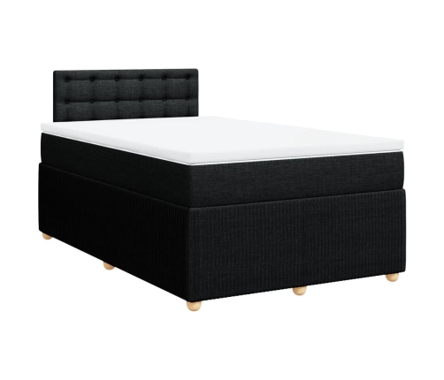 Cama box spring con colchón tela negro 120x190 cm