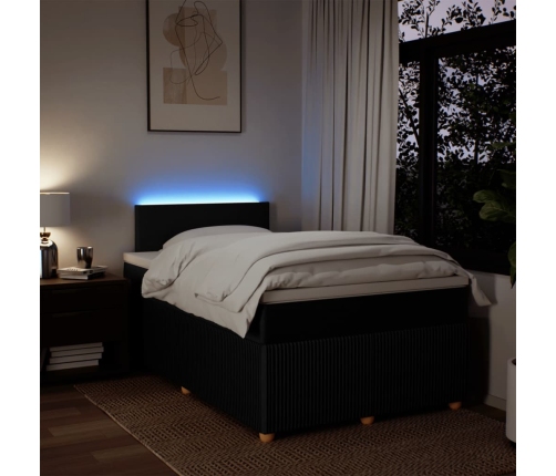 Cama box spring con colchón tela negro 120x200 cm