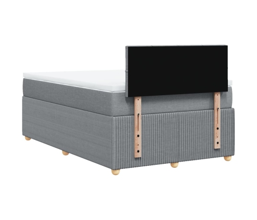 Cama box spring con colchón tela gris claro 120x200 cm