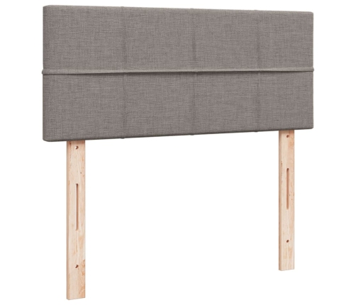 Cama box spring con colchón tela gris taupe 120x200 cm