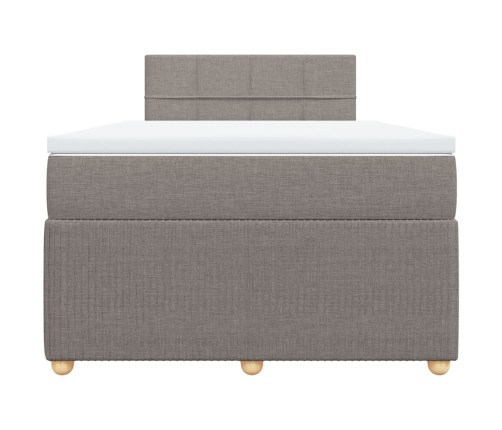 Cama box spring con colchón tela gris taupe 120x200 cm