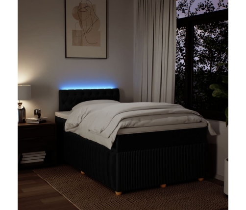 Cama box spring con colchón tela negro 120x200 cm