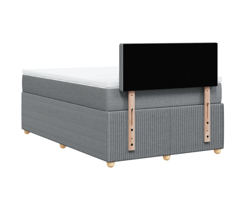 Cama box spring con colchón tela gris claro 120x200 cm