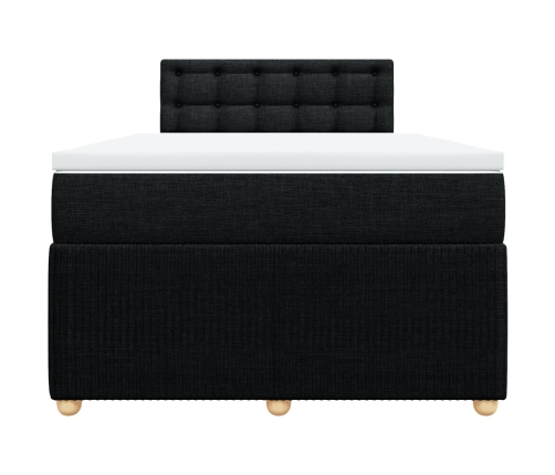 Cama box spring con colchón tela negro 120x200 cm