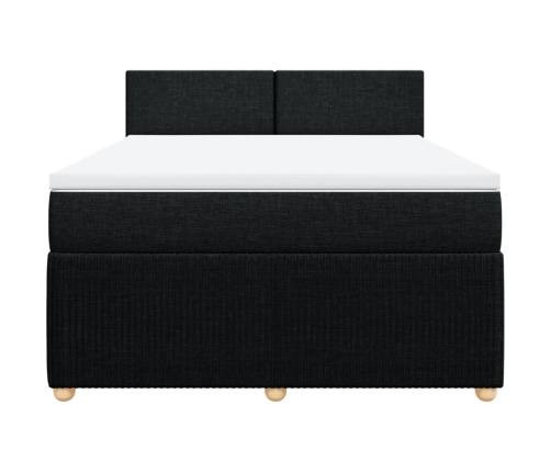 Cama box spring con colchón tela negro 140x190 cm