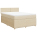 Cama box spring con colchón tela color crema 140x190 cm