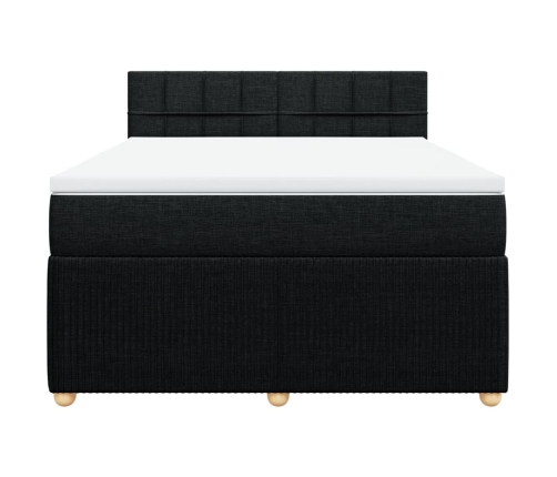 Cama box spring con colchón tela negro 140x190 cm