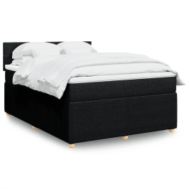 Cama box spring con colchón tela negro 140x190 cm