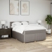 Cama box spring con colchón tela gris taupe 140x190 cm