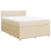 Cama box spring con colchón tela color crema 140x190 cm