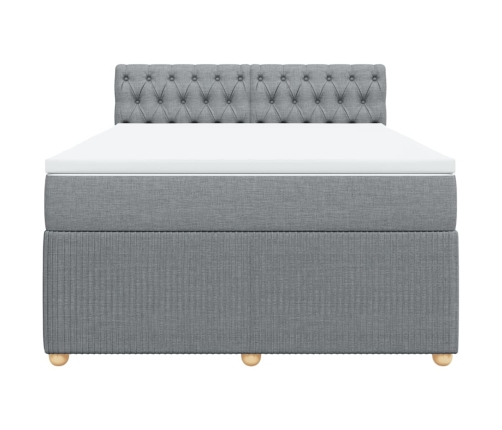 Cama box spring con colchón tela gris claro 140x190 cm