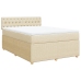 Cama box spring con colchón tela color crema 140x190 cm