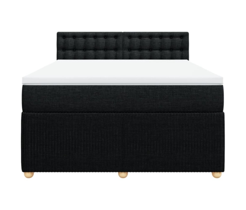 Cama box spring con colchón tela negro 140x190 cm