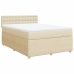 Cama box spring con colchón tela color crema 140x190 cm