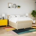 Cama box spring con colchón tela color crema 140x190 cm