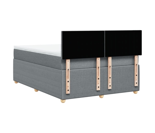 Cama box spring con colchón tela gris claro 140x200 cm
