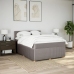 Cama box spring con colchón tela gris taupe 140x200 cm