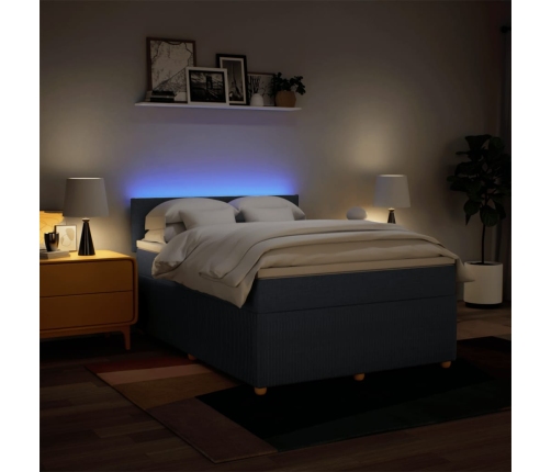 Cama box spring con colchón tela azul 140x200 cm