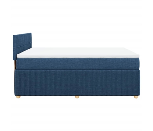 Cama box spring con colchón tela azul 140x200 cm