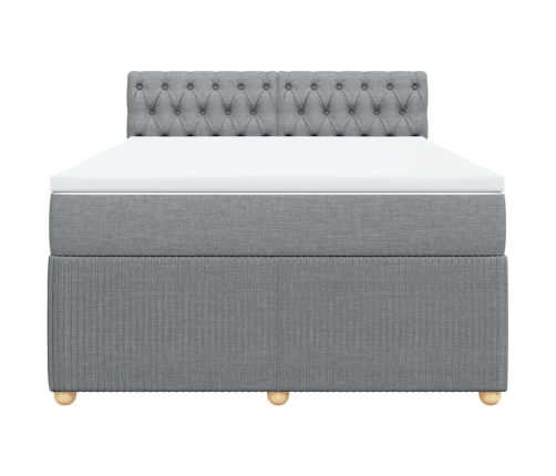 Cama box spring con colchón tela gris claro 140x200 cm