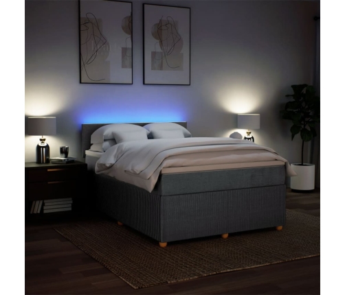 Cama box spring con colchón tela gris oscuro 160x200 cm