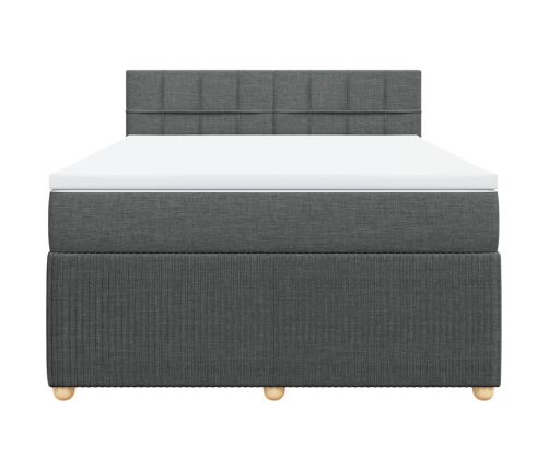 Cama box spring con colchón tela gris oscuro 160x200 cm