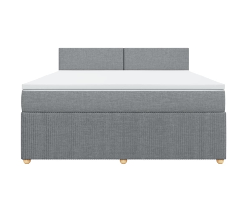 Cama box spring con colchón tela gris claro 180x200 cm