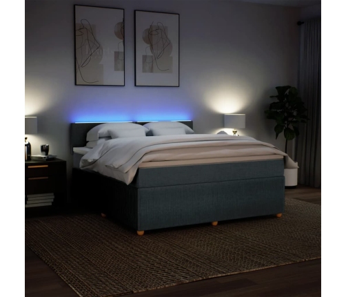 Cama box spring con colchón tela gris oscuro 180x200 cm